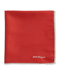 Salvatore Ferragamo Silk Twill Pocket Square Red
