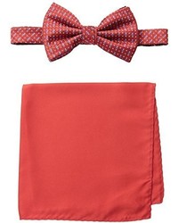 Steve Harvey Neat Woven Bowtie And Solid Pocket Square