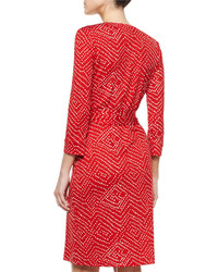 Diane von Furstenberg Ditzy Silk Polka Dot Wrap Dress Batik Red