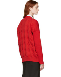 Junya Watanabe Red Jacquard Polka Dot Sweater
