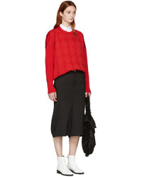 Junya Watanabe Red Jacquard Polka Dot Sweater