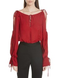 Milly Connie Dot Print Silk Tte Top
