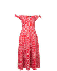 Red Polka Dot Off Shoulder Dress