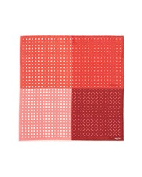 Lanvin Polka Dot Silk Pocket Square Red One Size