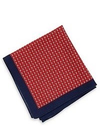 Hugo Boss Pocket Square Wool Silk Print Navy