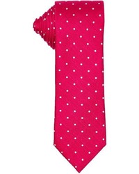 Canali Red And White Polka Dot Silk Tie