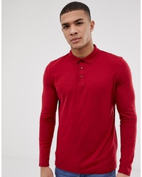 ASOS DESIGN Long Sleeve Jersey Polo In Red
