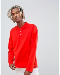 Weekday Long Sleeve Polo Top In Red