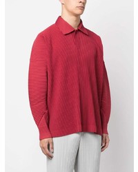 Homme Plissé Issey Miyake Pleated Long Sleeved Polo Shirt