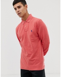 Polo Ralph Lauren Slim Fit Long Sleeve Pique Polo In Red Marl