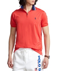 Polo Ralph Lauren Airflow Zip Polo In Tomato At Nordstrom