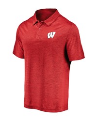 FANATICS Branded Red Wisconsin Badgers Primary Logo Striated Polo