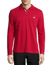 Ekstremt vigtigt Monumental pulsåre Burberry Brit Long Sleeve Pique Polo Shirt Red, $195 | Neiman Marcus |  Lookastic