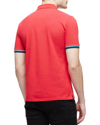 Burberry Brit Short Sleeve Tipped Pique Polo Shirt Red
