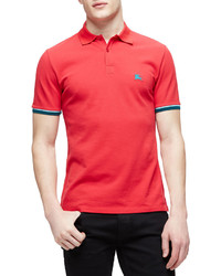 Burberry Brit Short Sleeve Tipped Pique Polo Shirt Red