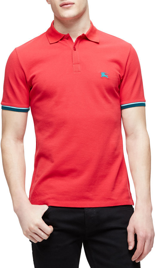 valgfri Jernbanestation I mængde Burberry Brit Short Sleeve Tipped Pique Polo Shirt Red, $195 | Neiman  Marcus | Lookastic