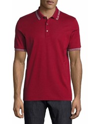 Salvatore Ferragamo Cotton Piqu 3 Button Polo Shirt With Gancini Detail On Collar Ferragamo Red
