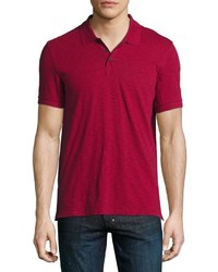 Vince Cotton Short Sleeve Polo Shirt Red