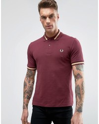 Fred Perry Laurel Wreath Reissues Polo Single Tipped M2 Pique In Auberginechampagne