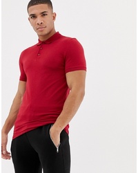 ASOS DESIGN Muscle Fit Polo In Jersey In Red