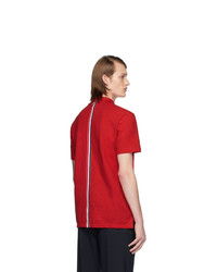 Thom Browne Red Center Back Stripe Polo