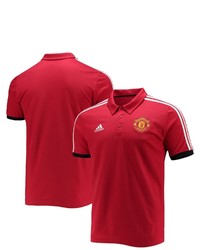 adidas Red Manchester United 3 Stripes Primegreen Polo