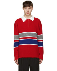 Opening Ceremony Red Waffle Zip Polo