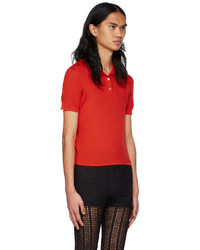 Dion Lee Red Wool Polo