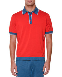 Stefano Ricci Short Sleeve Polo Shirt With Contrast Trim Red
