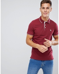 Abercrombie & Fitch Stretch Core Moose Logo Tipped Slim Fit Polo In Burgundy