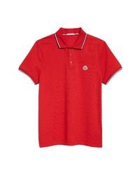 Moncler Tipped Pique Polo In Red At Nordstrom