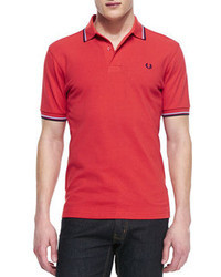Fred Perry Tipped Polo Shirt Vintage Rednavywhite