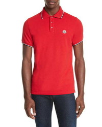 Moncler Tipped Solid Short Sleeve Pique Polo