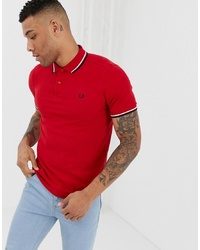 Fred Perry Twin Tipped Logo Polo In Red