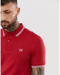 Fred Perry Twin Tipped Polo In Red