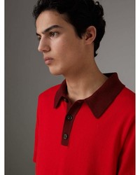 Burberry Two Tone Knitted Cotton Polo Shirt