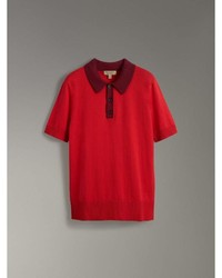 Burberry Two Tone Knitted Cotton Polo Shirt