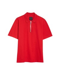 Givenchy Zip Pique Cotton Polo In 600 Red At Nordstrom