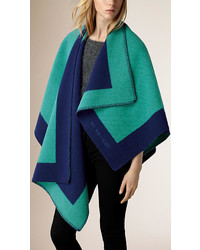 Burberry Border Detail Wool Cashmere Poncho