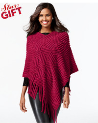 INC International Concepts Patchwork Knit Fringe Poncho Only At Macys