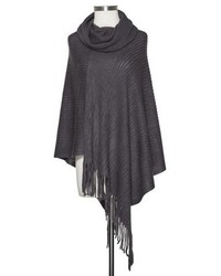 Sylvia Alexander Cowl Neck Ribbed Poncho Assorted Colors