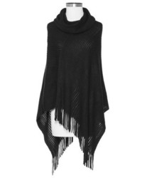 Sylvia Alexander Cowl Neck Ribbed Poncho Assorted Colors