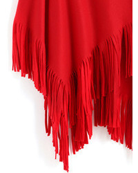 Tassel Long Red Poncho