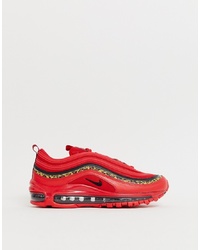 Nike Red And Leopard Print Air Max 97 Trainers