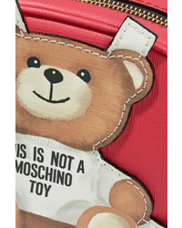 Moschino Appliqud Printed Textured Leather Shoulder Bag