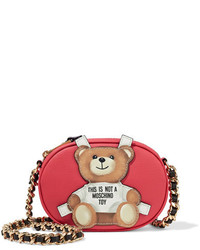 Moschino Appliqud Printed Textured Leather Shoulder Bag