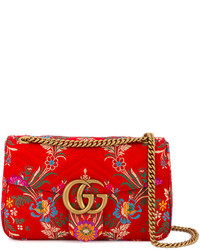 Gucci Red Floral Marmont 20 Shoulder Bag
