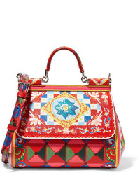 Dolce & Gabbana Sicily Medium Printed Textured Leather Shoulder Bag