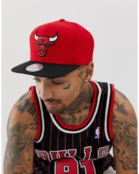 Mitchell & Ness 110 Chicago Bulls Snapback Cap In Red