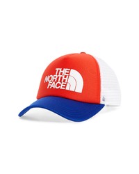 The North Face Logo Trucker Hat In Horizon Redblue At Nordstrom